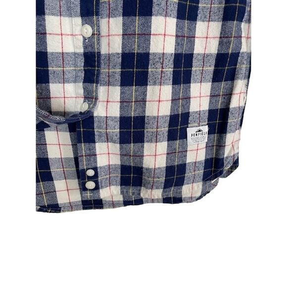 Madewell and Penfield Slim Flannel warm cozy layer white blue red plaid XS (#2) - Picture 5 of 9